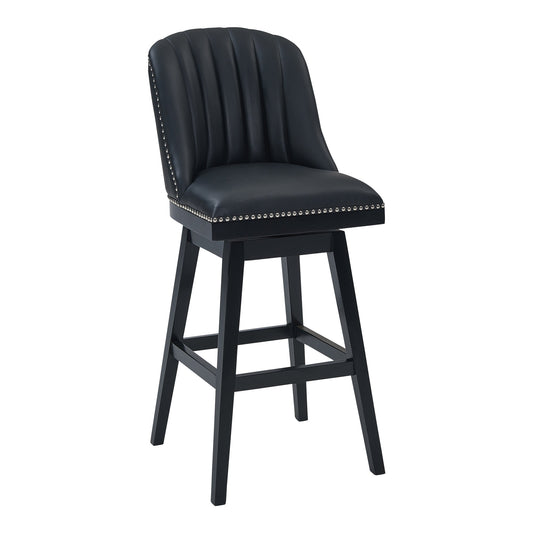 Journey Swivel Faux Leather and Wood Bar Stool in Various Heights