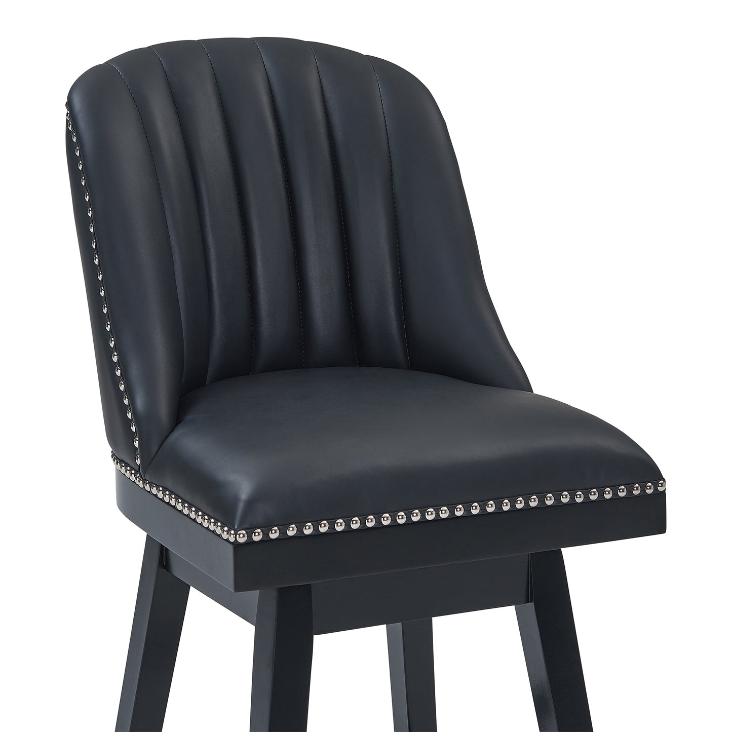 Journey Swivel Faux Leather and Wood Bar Stool in Various Heights