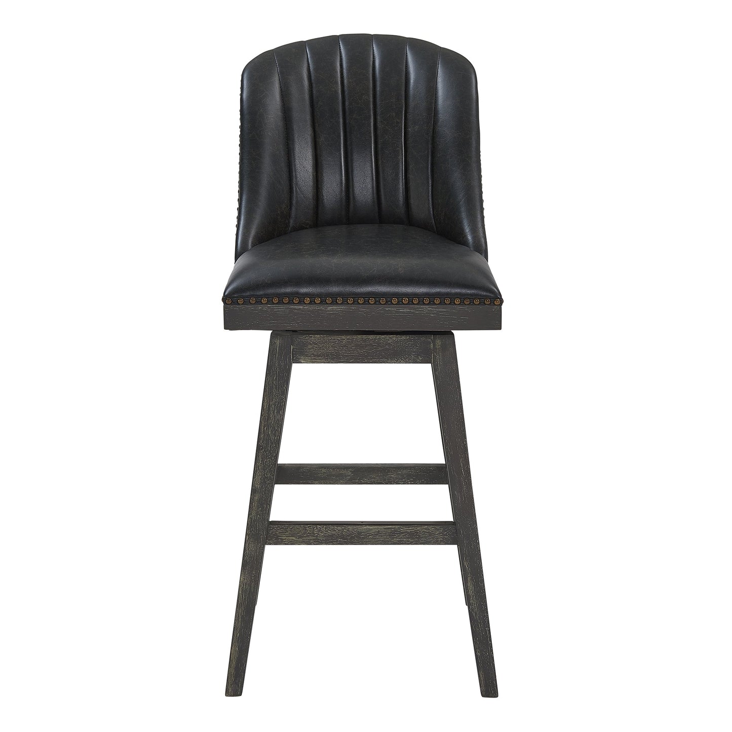 Journey Swivel Faux Leather and Wood Bar Stool in Various Heights