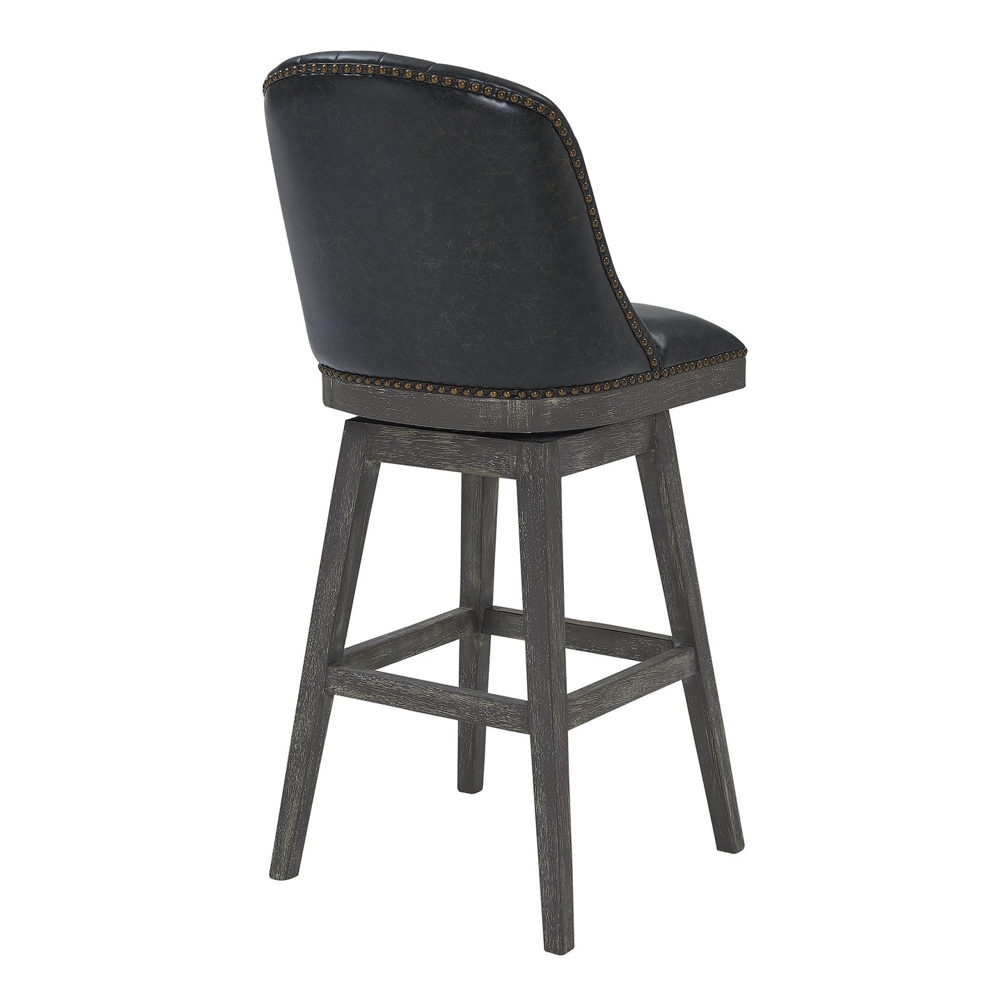 Journey Swivel Faux Leather and Wood Bar Stool in Various Heights