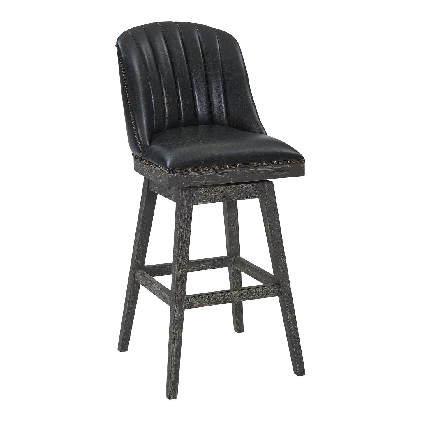 Journey Swivel Faux Leather and Wood Bar Stool in Various Heights