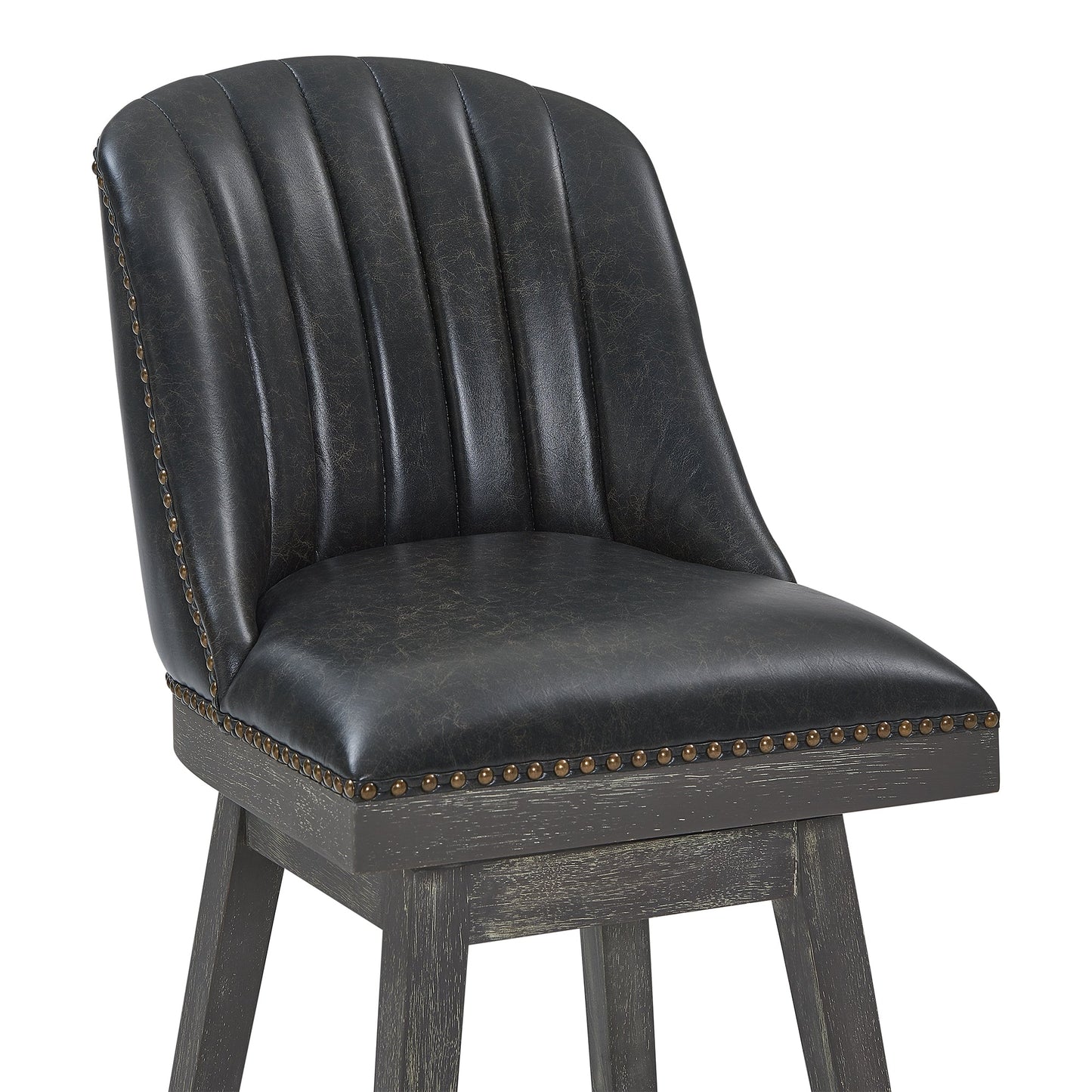 Journey Swivel Faux Leather and Wood Bar Stool in Various Heights