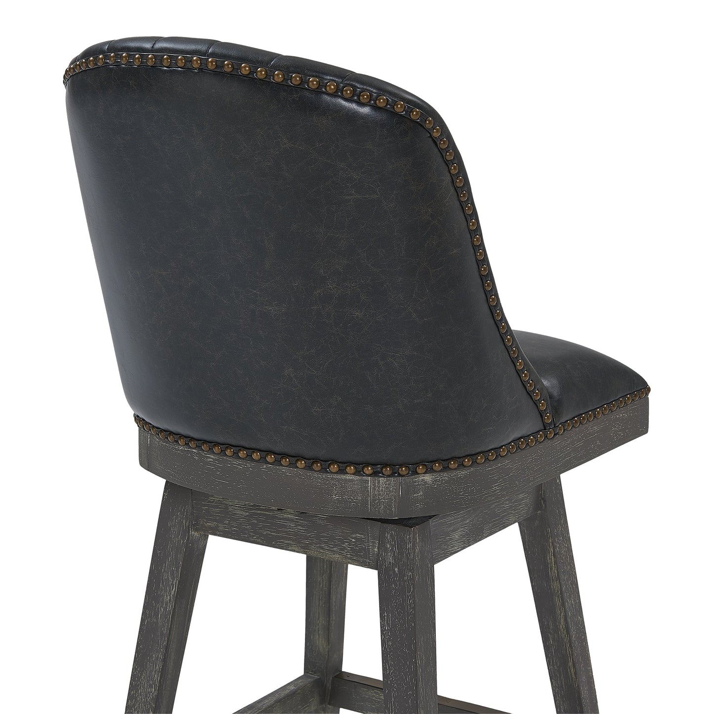 Journey Swivel Faux Leather and Wood Bar Stool in Various Heights