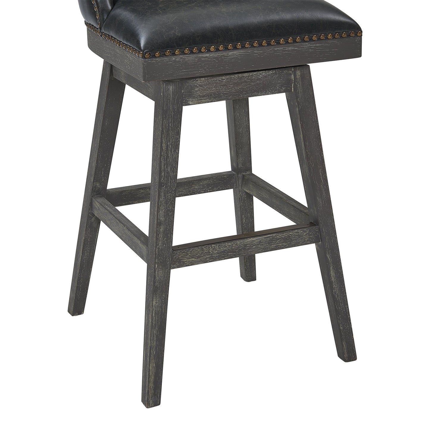 Journey Swivel Faux Leather and Wood Bar Stool in Various Heights