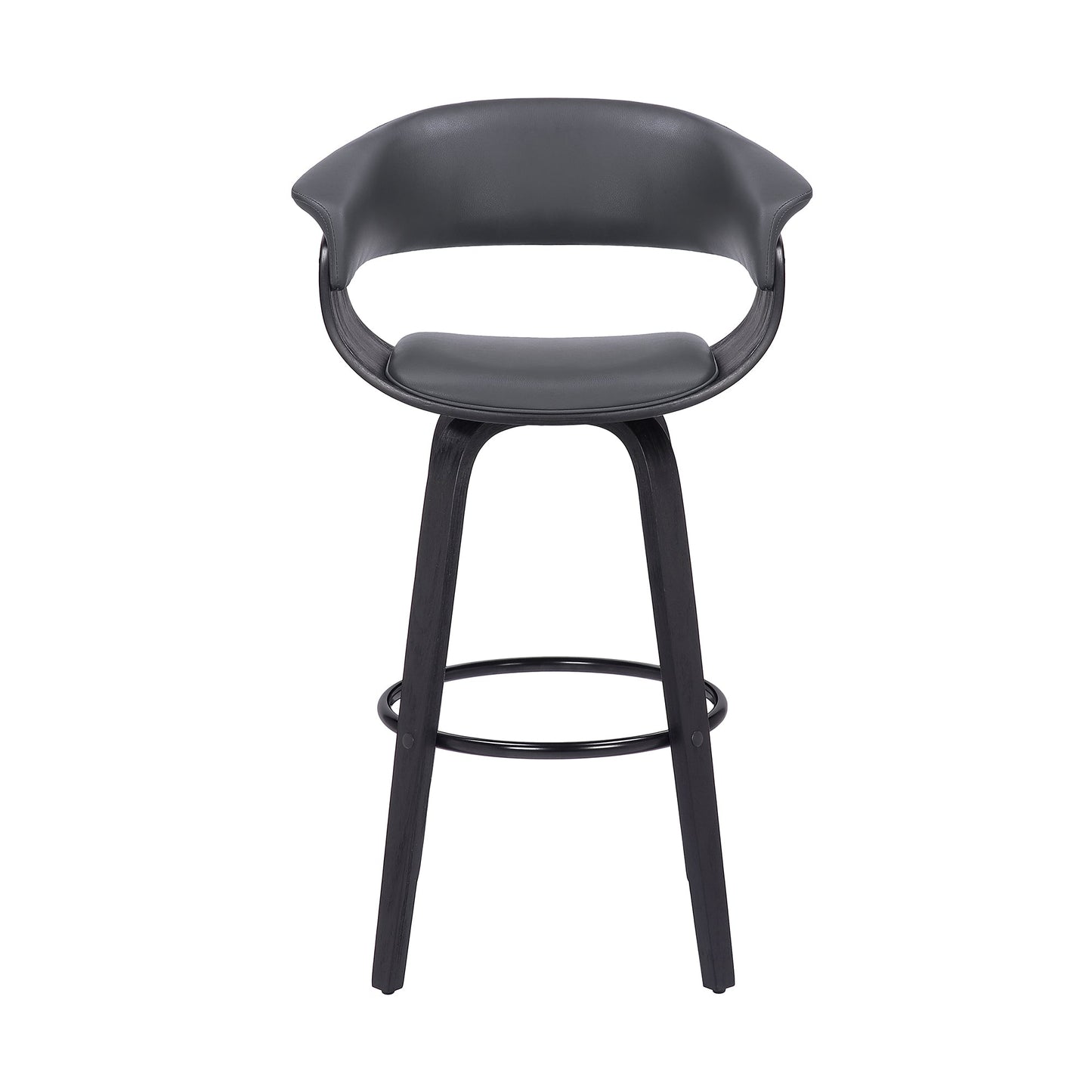 Julyssa Counter Height and Bar Height Swivel Faux Leather and Wood Bar Stool
