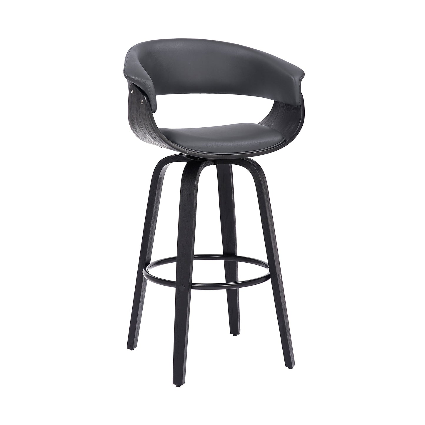 Julyssa Counter Height and Bar Height Swivel Faux Leather and Wood Bar Stool