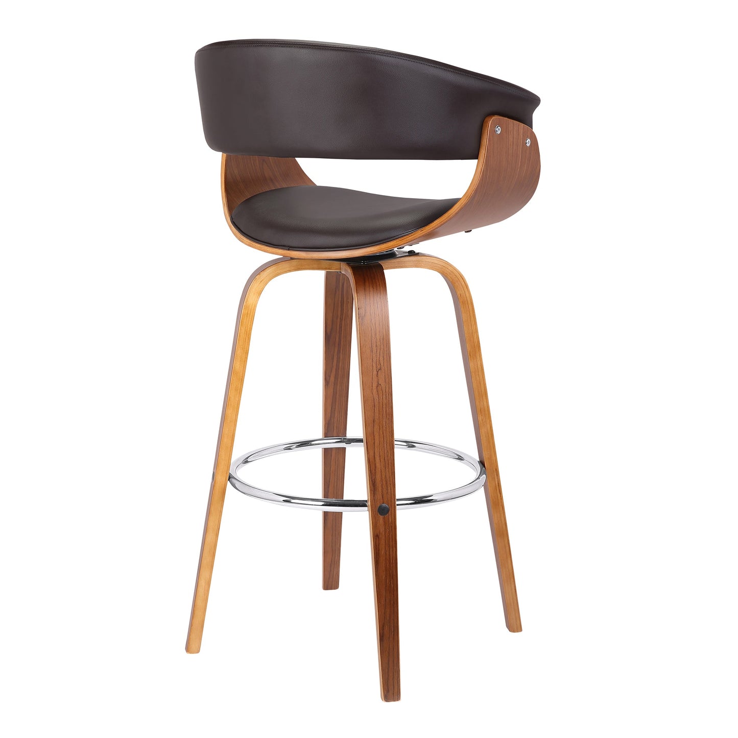 Julyssa Counter Height and Bar Height Swivel Faux Leather and Wood Bar Stool