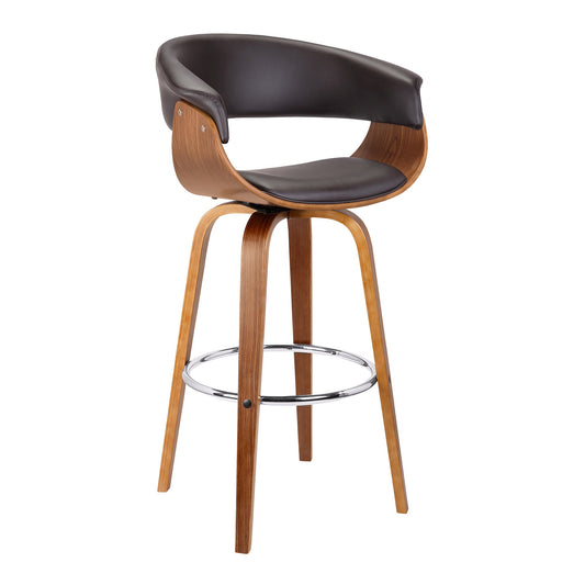 Julyssa Counter Height and Bar Height Swivel Faux Leather and Wood Bar Stool
