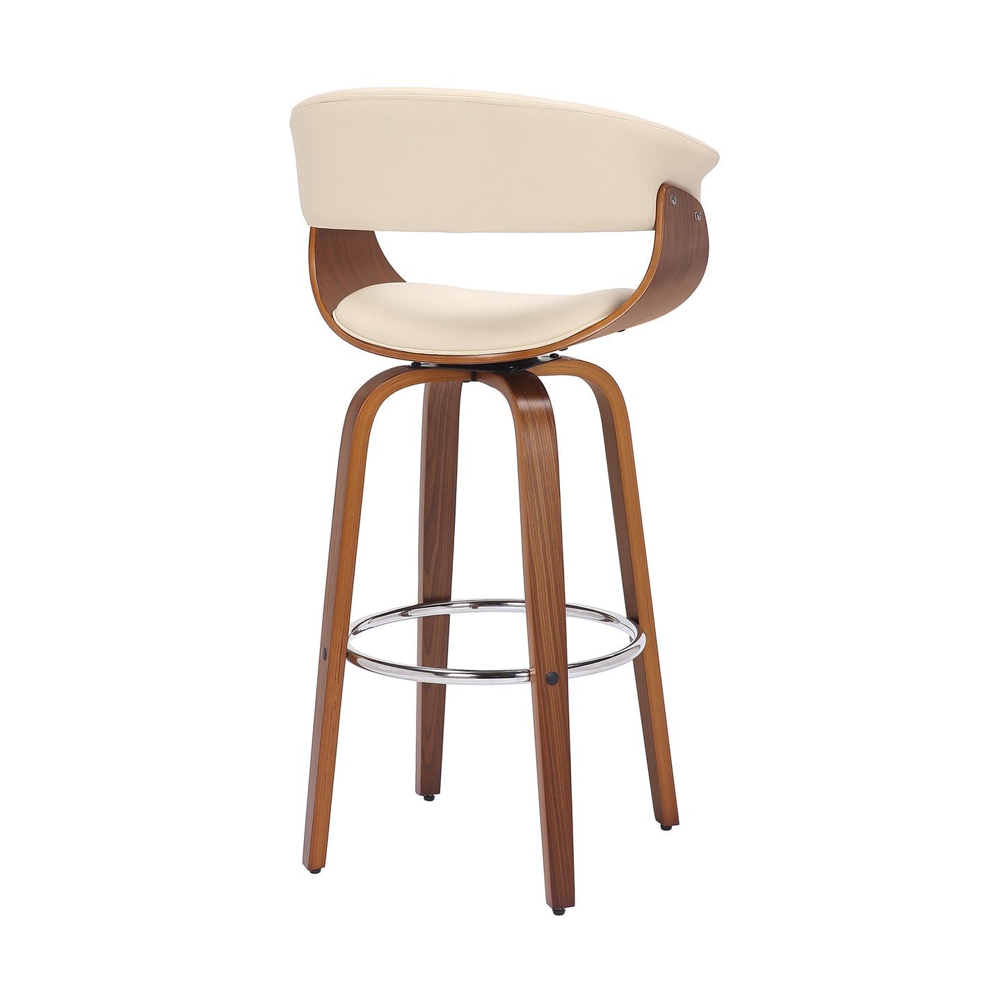 Julyssa Counter Height and Bar Height Swivel Faux Leather and Wood Bar Stool