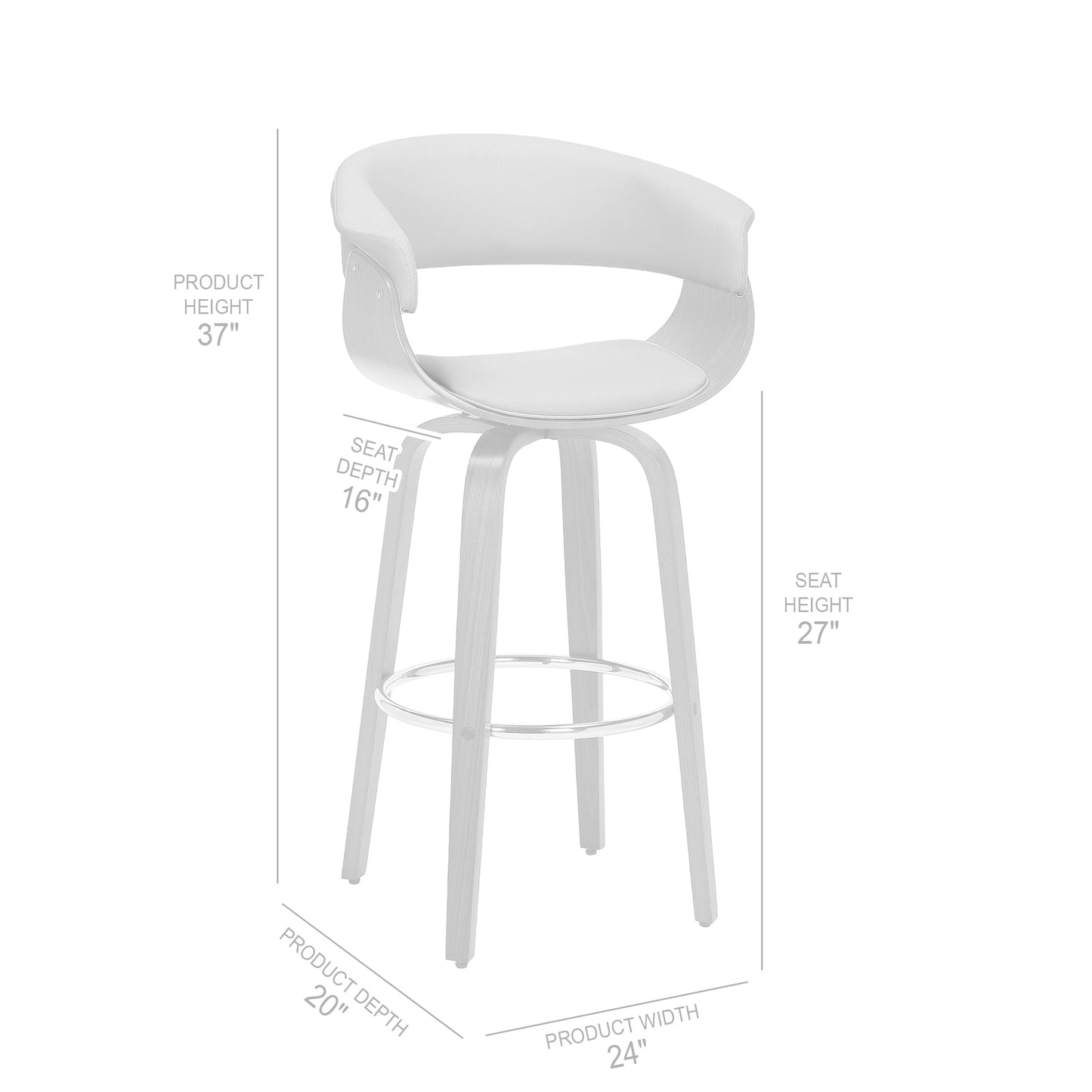 Julyssa Counter Height and Bar Height Swivel Faux Leather and Wood Bar Stool