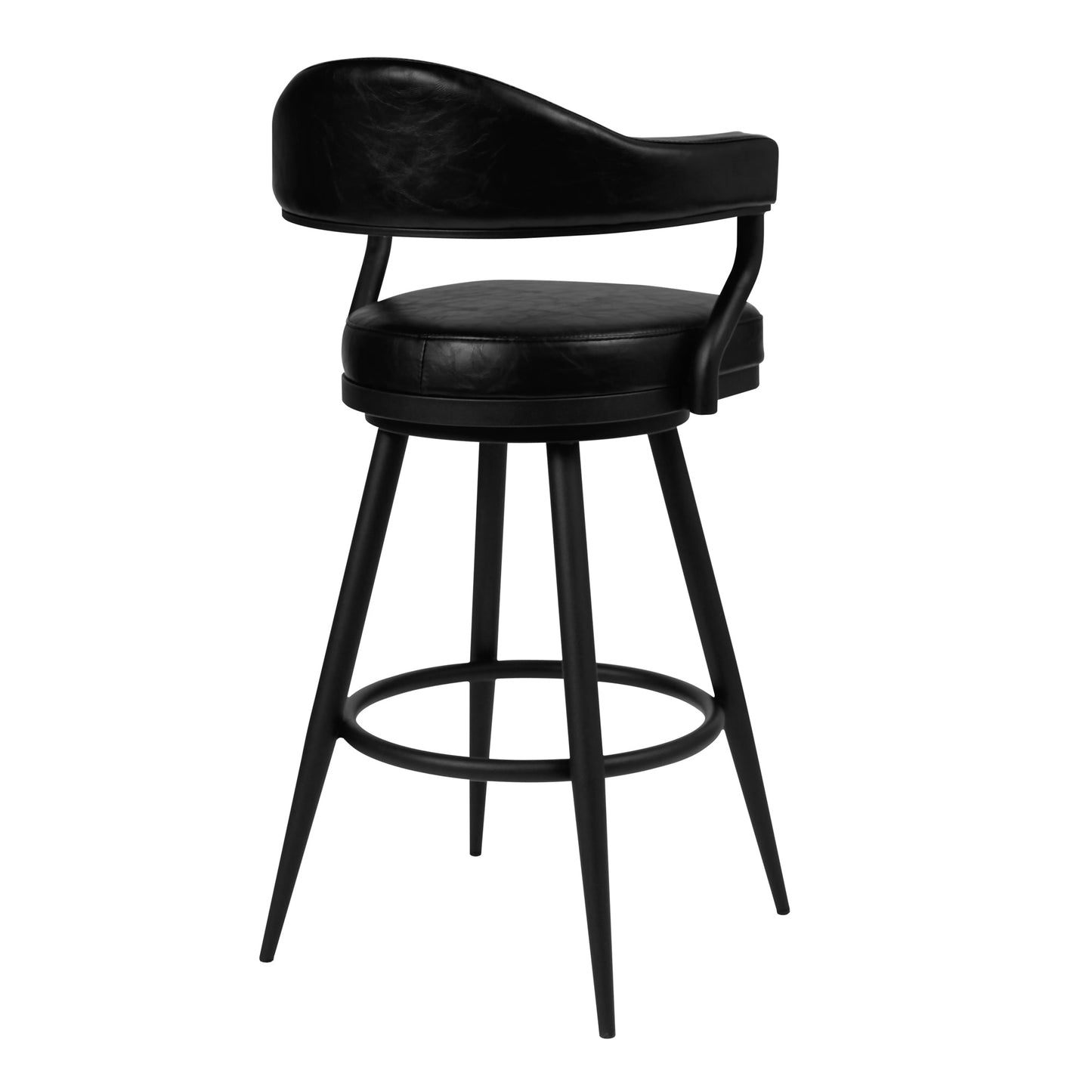 Justin Swivel Vintage Faux Leather Bar Stool with Metal Legs