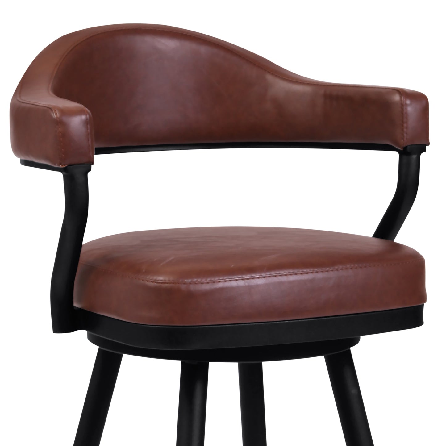 Justin Swivel Vintage Faux Leather Bar Stool with Metal Legs
