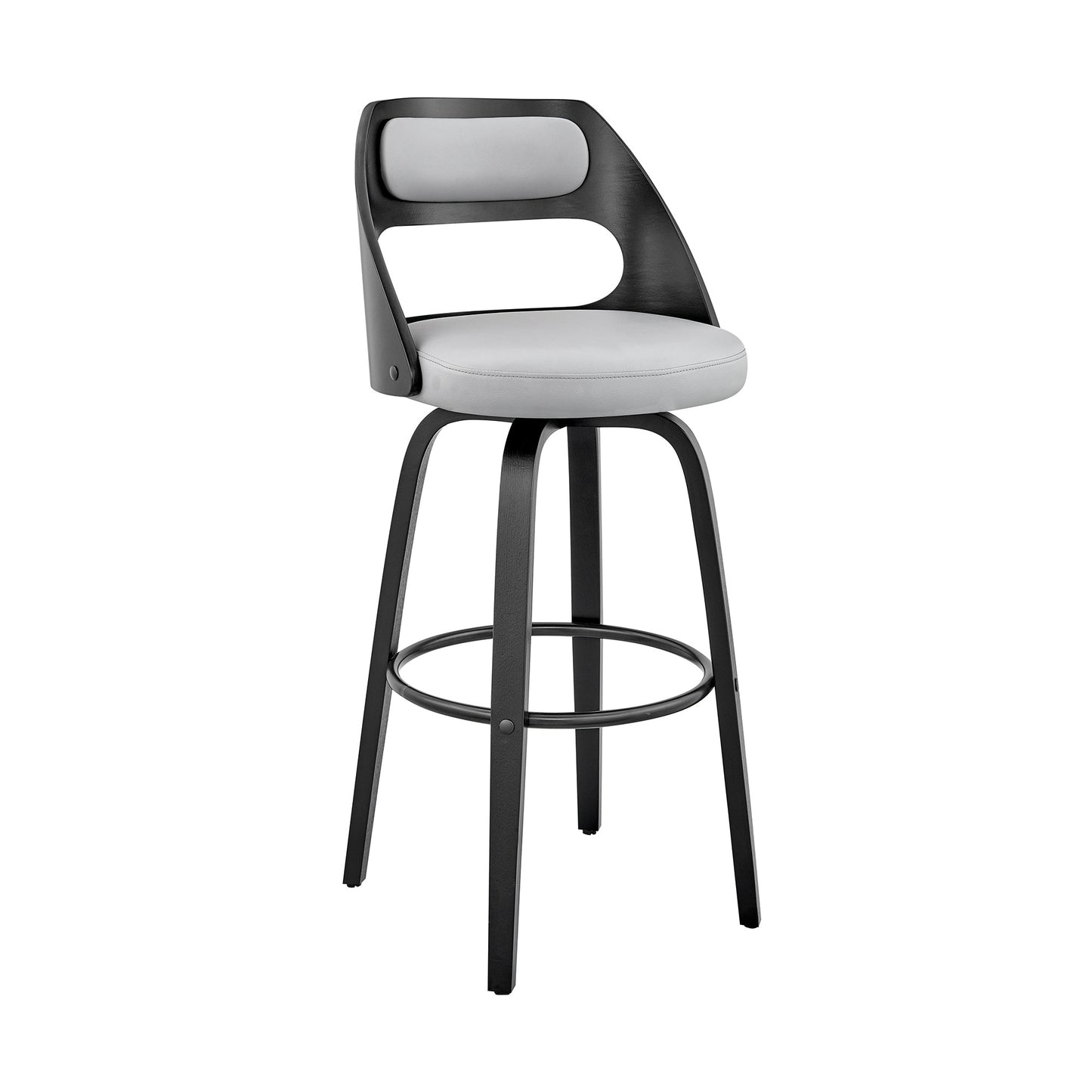 Julius Faux Leather and Wood Bar Stool - Available in Multiple Heights and Finishes
