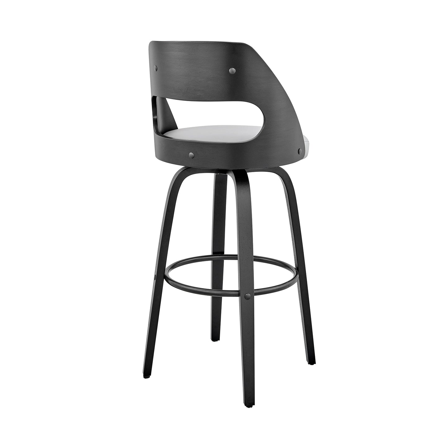 Julius Faux Leather and Wood Bar Stool - Available in Multiple Heights and Finishes