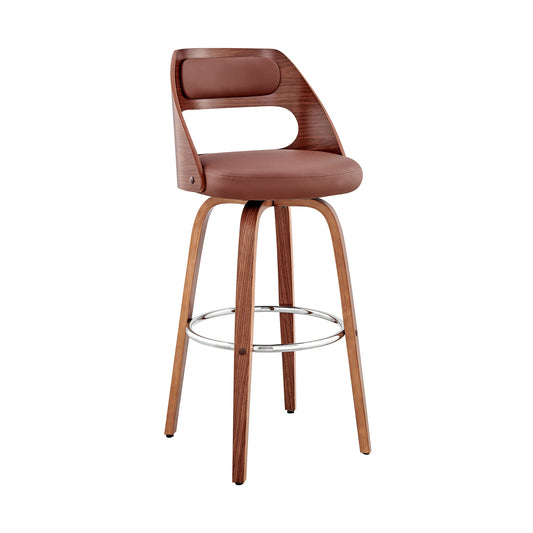 Julius Faux Leather and Wood Bar Stool - Available in Multiple Heights and Finishes