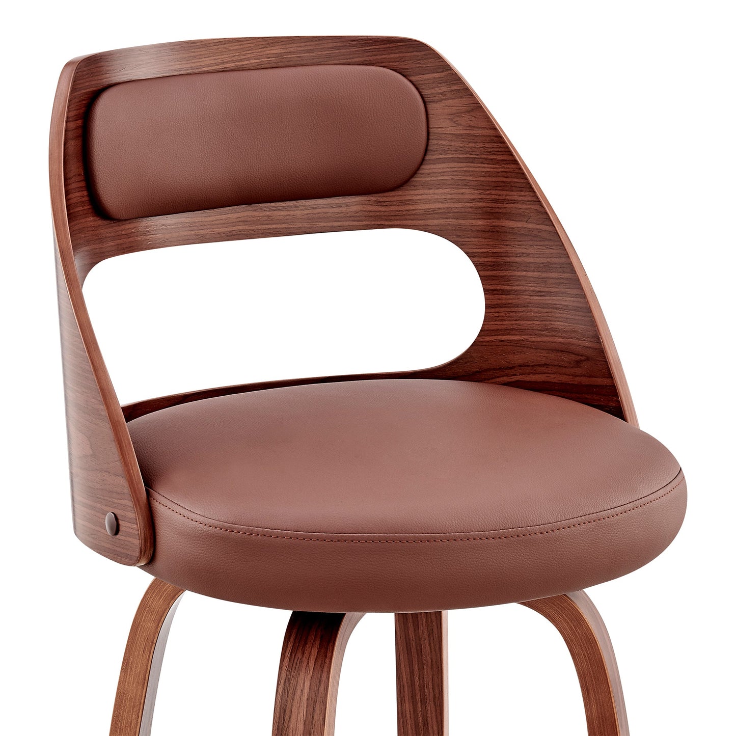 Julius Faux Leather and Wood Bar Stool - Available in Multiple Heights and Finishes