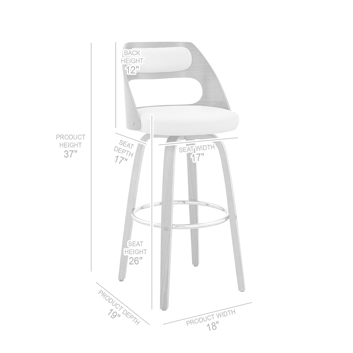 Julius Faux Leather and Wood Bar Stool - Available in Multiple Heights and Finishes