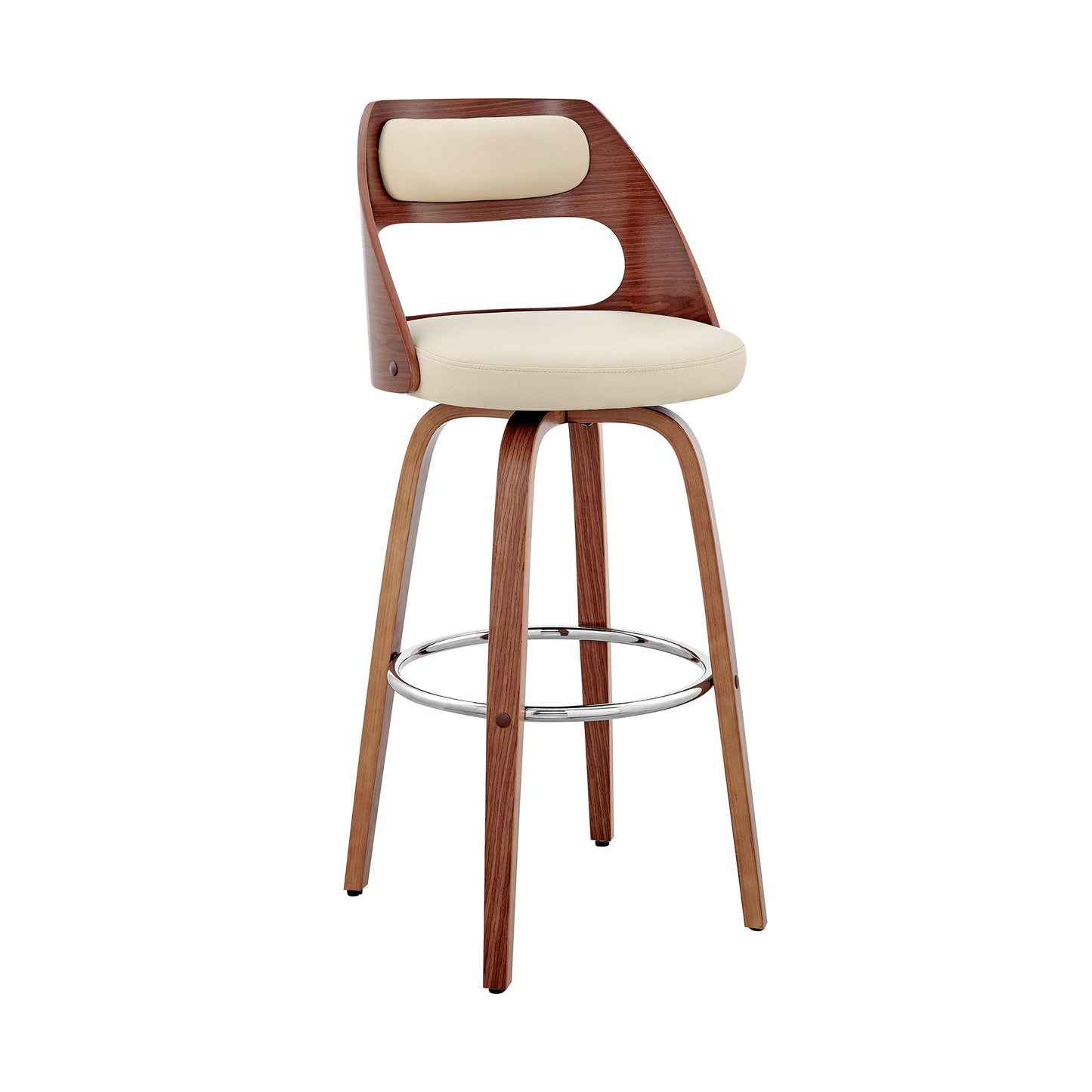 Julius Faux Leather and Wood Bar Stool - Available in Multiple Heights and Finishes