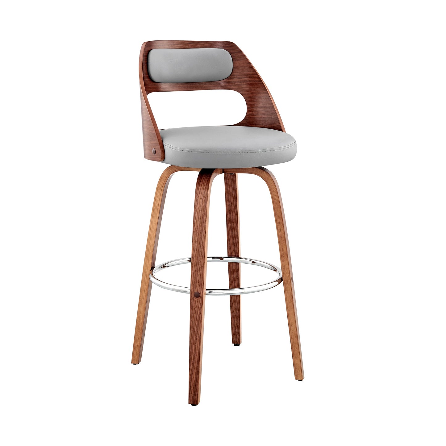 Julius Faux Leather and Wood Bar Stool - Available in Multiple Heights and Finishes