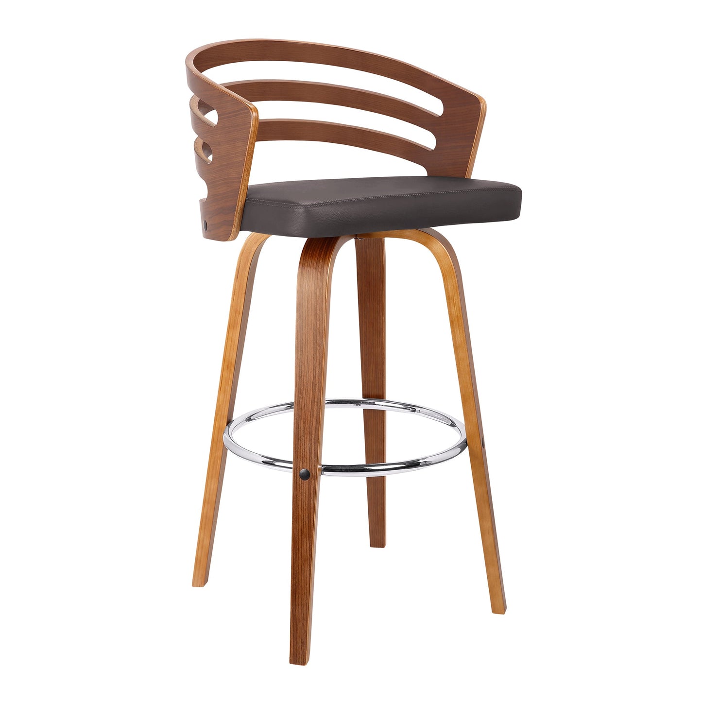 Jayden Counter and Bar Height Swivel Faux Leather and Wood Bar Stool