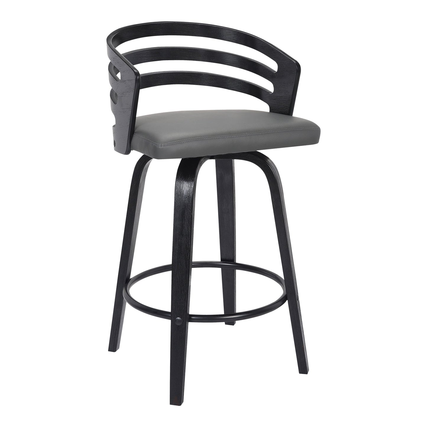 Jayden Counter and Bar Height Swivel Faux Leather and Wood Bar Stool