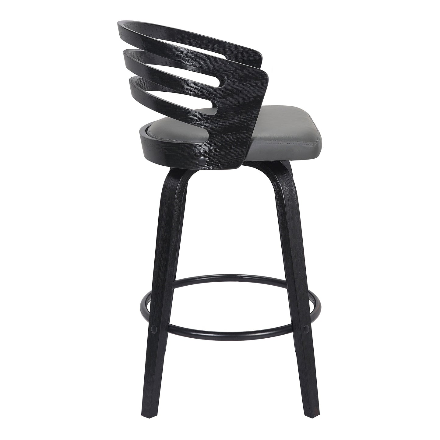 Jayden Counter and Bar Height Swivel Faux Leather and Wood Bar Stool