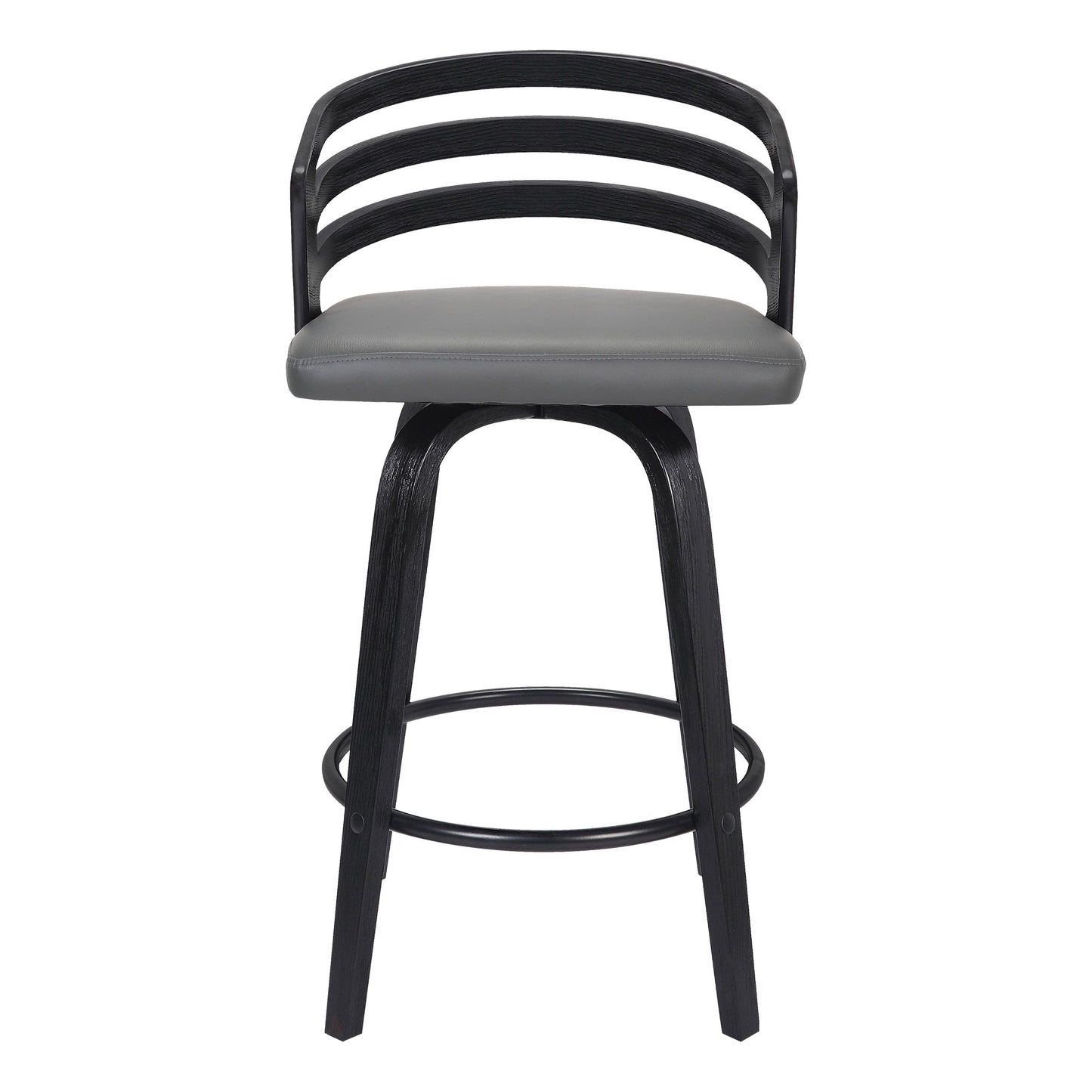 Jayden Counter and Bar Height Swivel Faux Leather and Wood Bar Stool