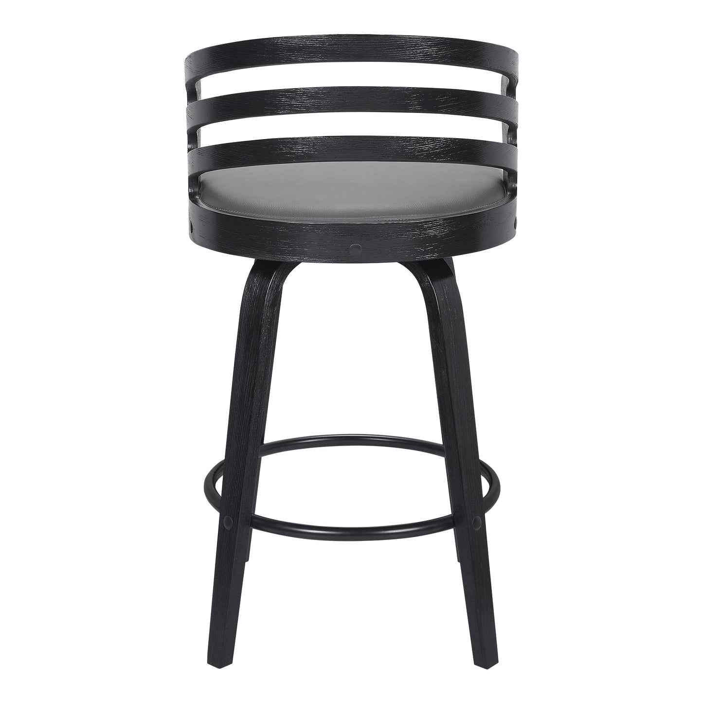 Jayden Counter and Bar Height Swivel Faux Leather and Wood Bar Stool