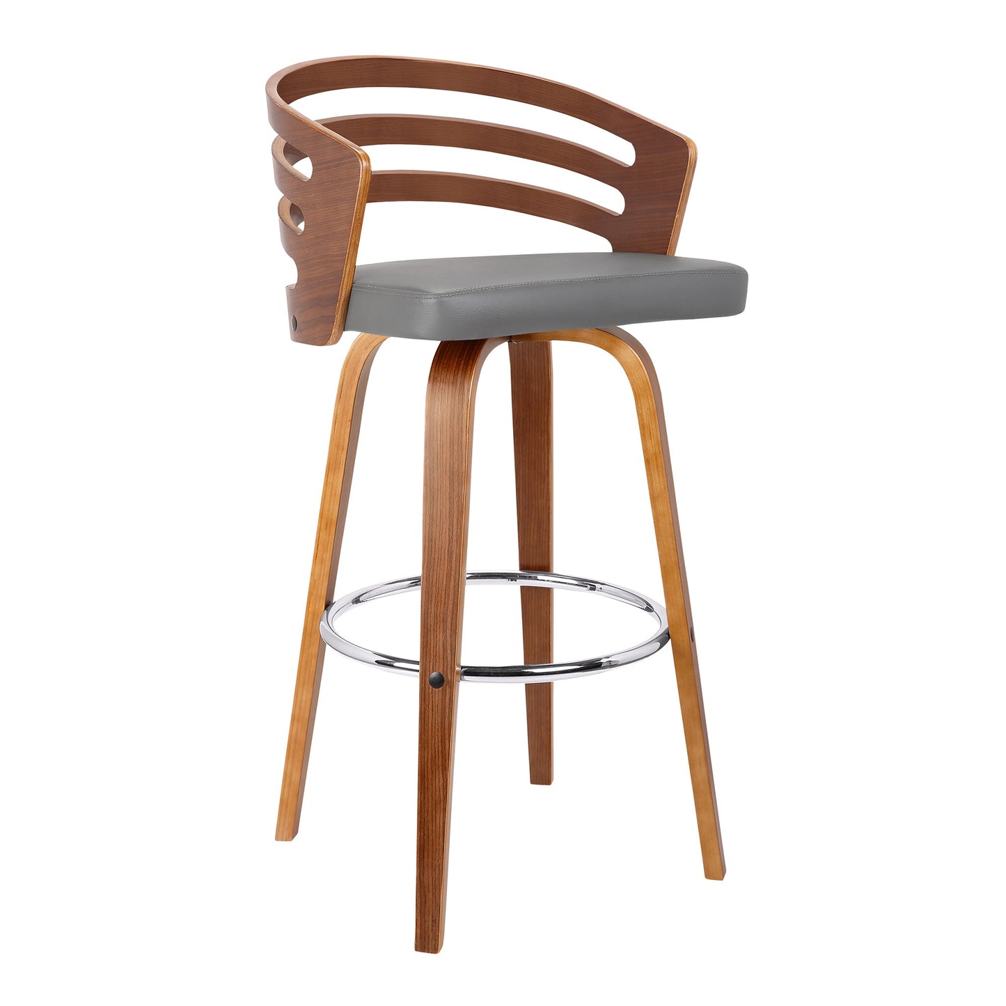 Jayden Counter and Bar Height Swivel Faux Leather and Wood Bar Stool