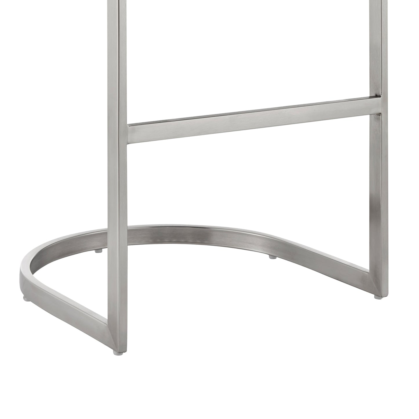 Katherine Counter and Bar Stool in Brushed Stainless Steel with Faux Leather