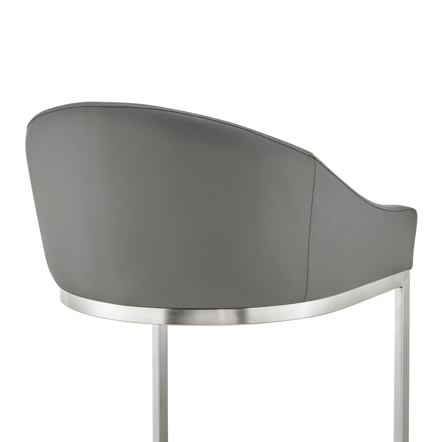 Katherine Counter and Bar Stool in Brushed Stainless Steel with Faux Leather