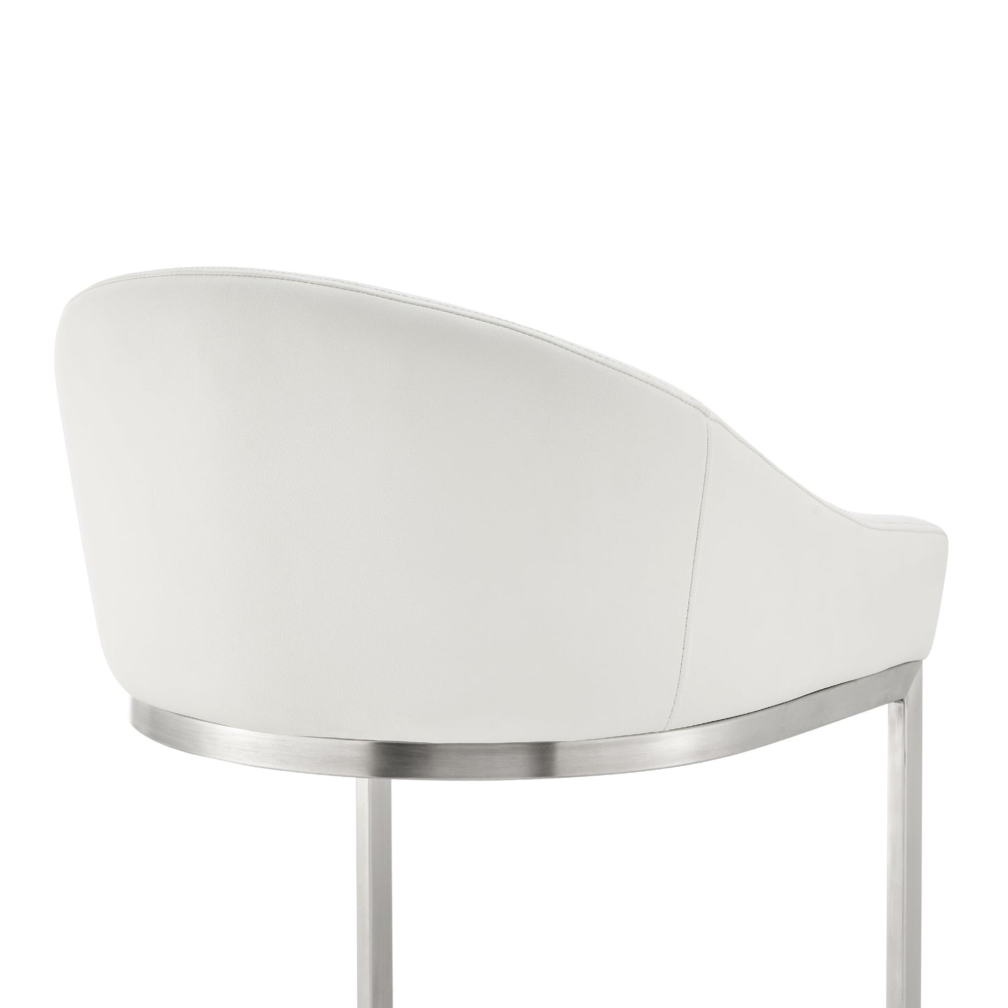 Katherine Counter and Bar Stool in Brushed Stainless Steel with Faux Leather