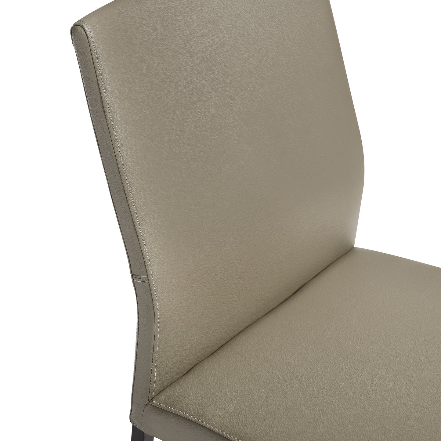 Kash Upholstered Dining Chair in Taupe Gray Faux Leather and Black Metal Legs - Set of 2