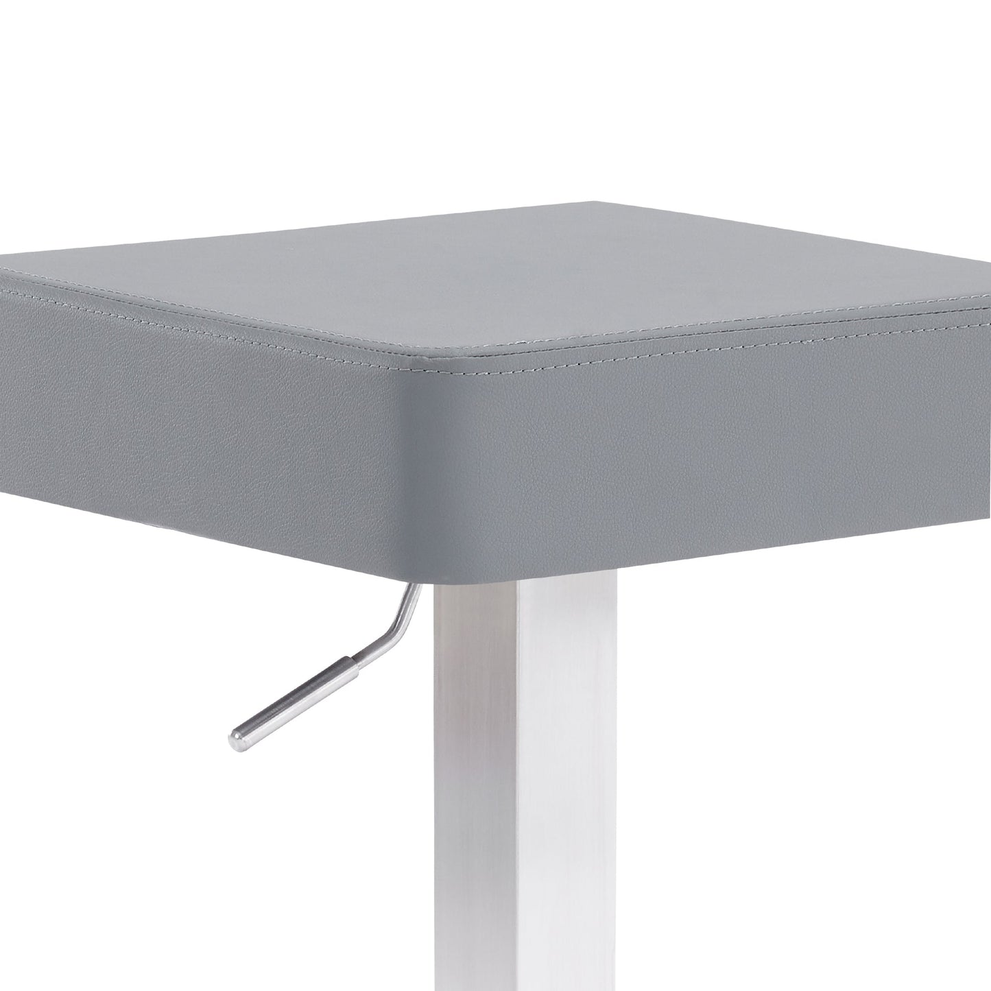 Kaylee Adjustable Height Swivel Faux Leather and Metal Backless Bar Stool