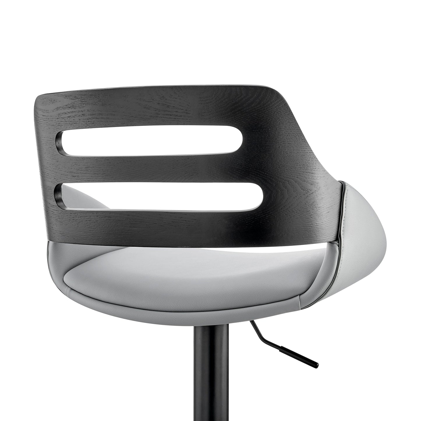 Karter Adjustable Faux Leather and Wood Bar Stool with Chrome and Black Base