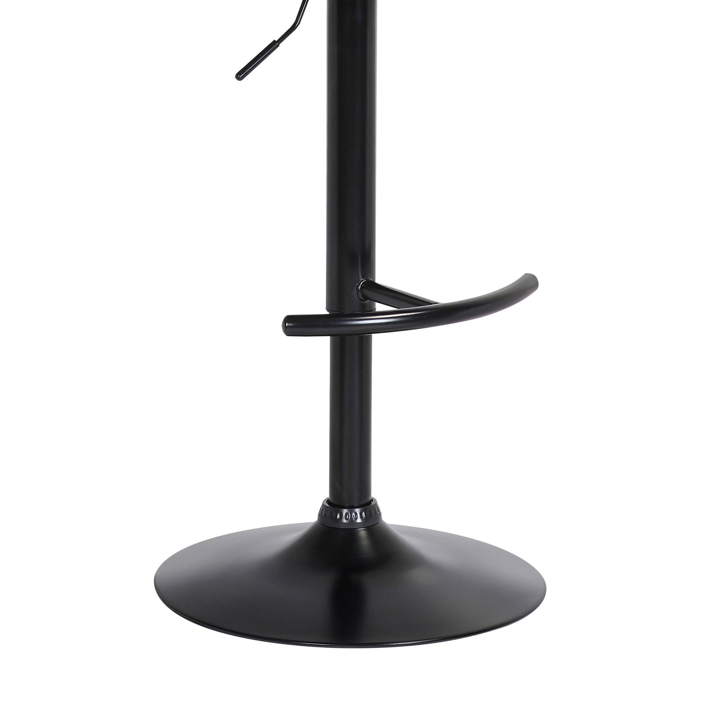 Larisa Adjustable Wood Bar Stool in Faux Leather with Golden Bronze and Black Metal