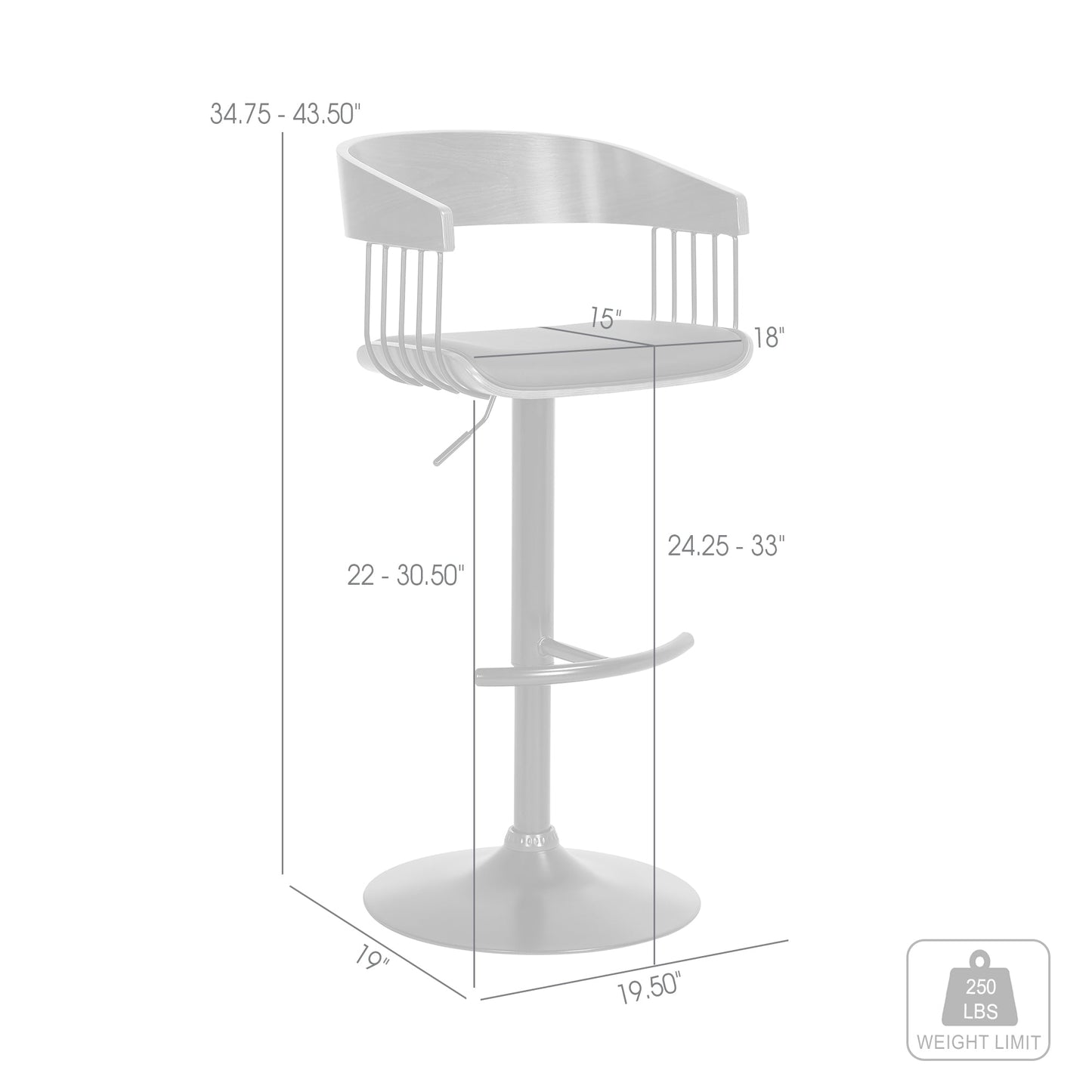 Larisa Adjustable Wood Bar Stool in Faux Leather with Golden Bronze and Black Metal