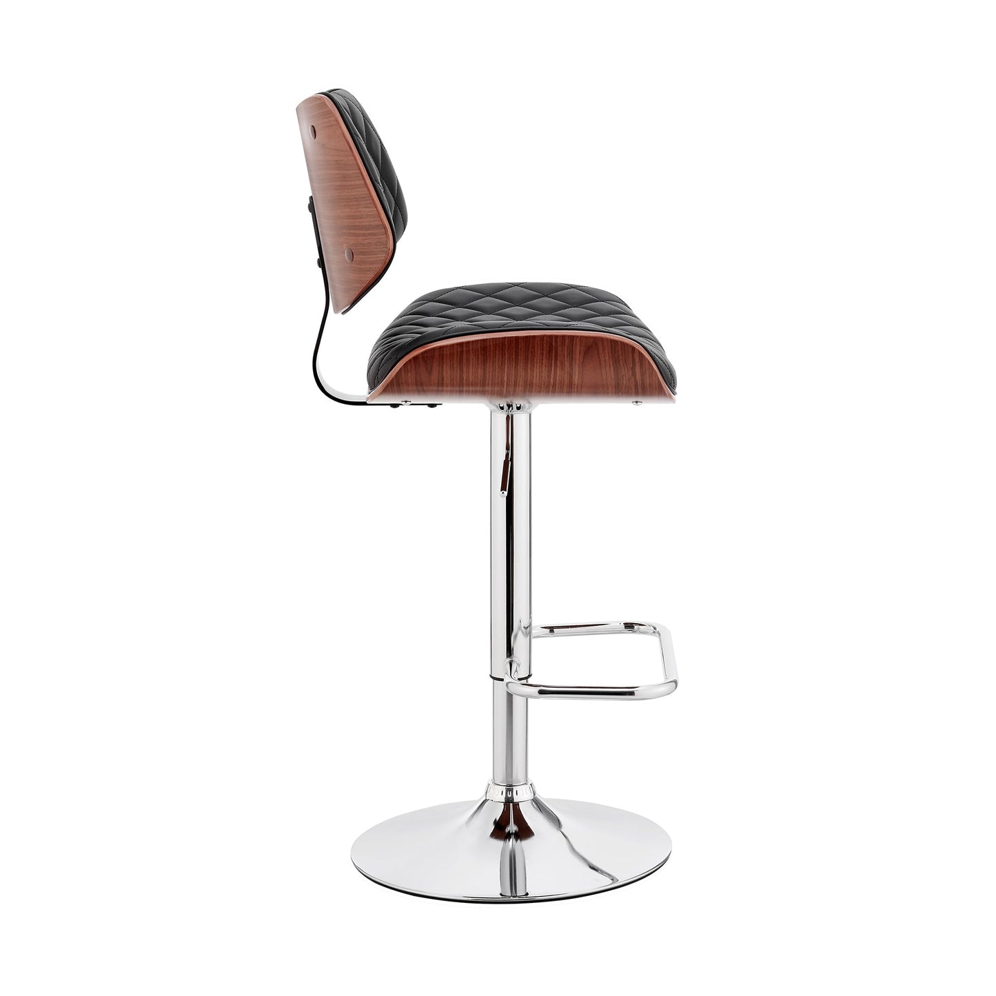 Leland Adjustable Faux Leather and Chrome Finish Bar Stool