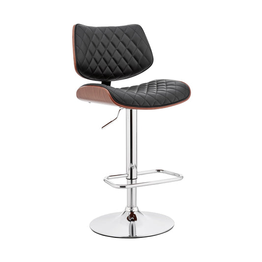 Leland Adjustable Faux Leather and Chrome Finish Bar Stool