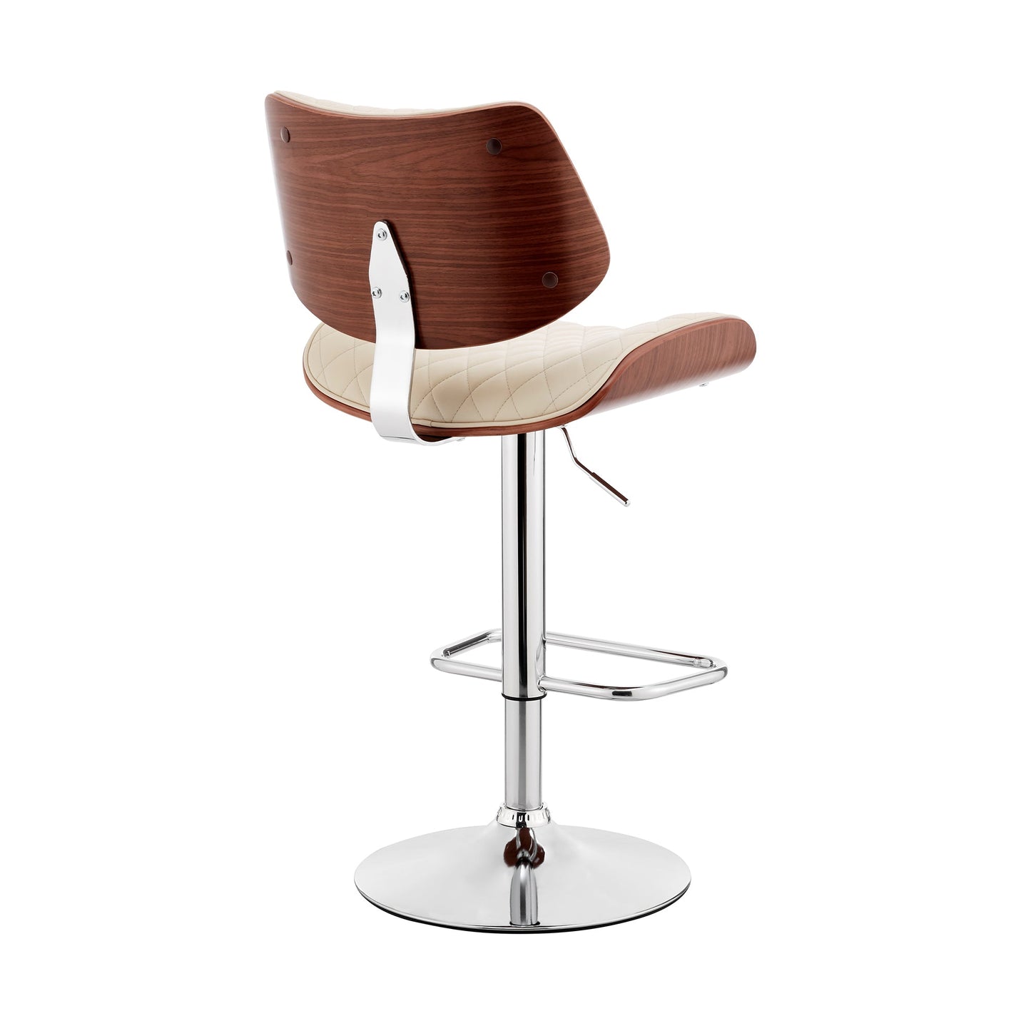 Leland Adjustable Faux Leather and Chrome Finish Bar Stool