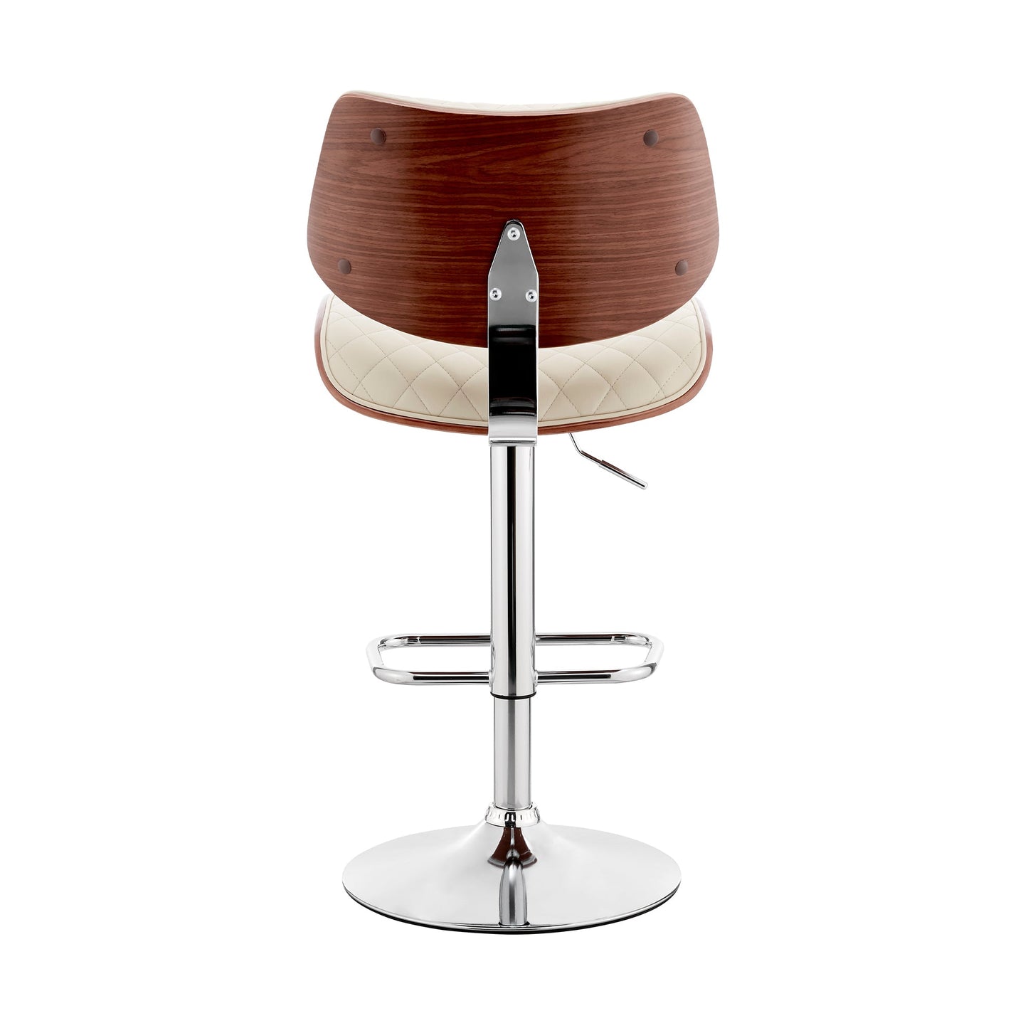 Leland Adjustable Faux Leather and Chrome Finish Bar Stool