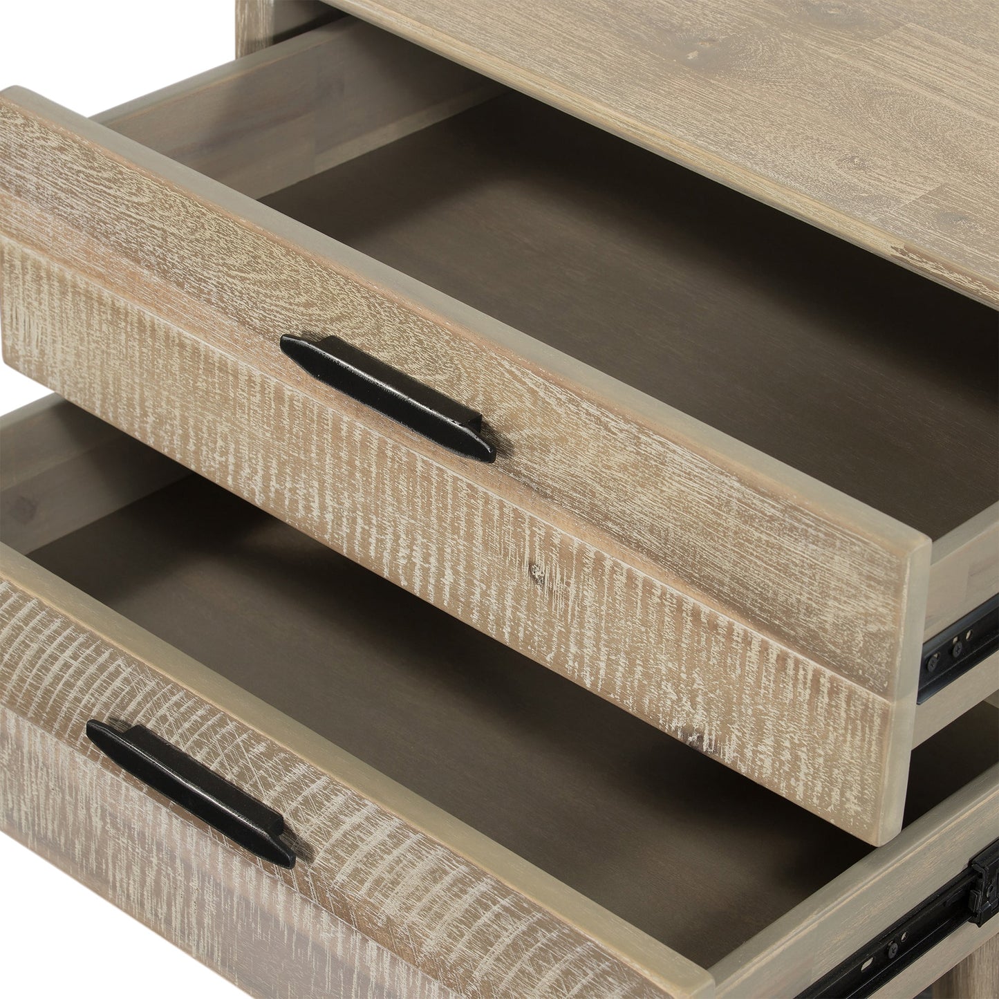 Baly Acacia Mid-Century Gray 2 Drawer Night stand