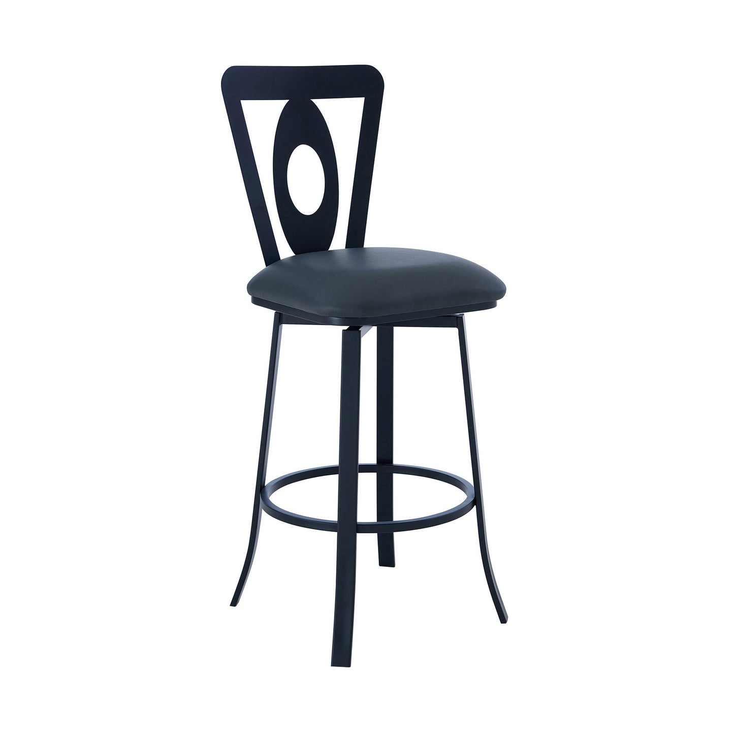 Lola Contemporary 30" Bar Height Barstool in Brushed Stainless Steel and Faux Leather