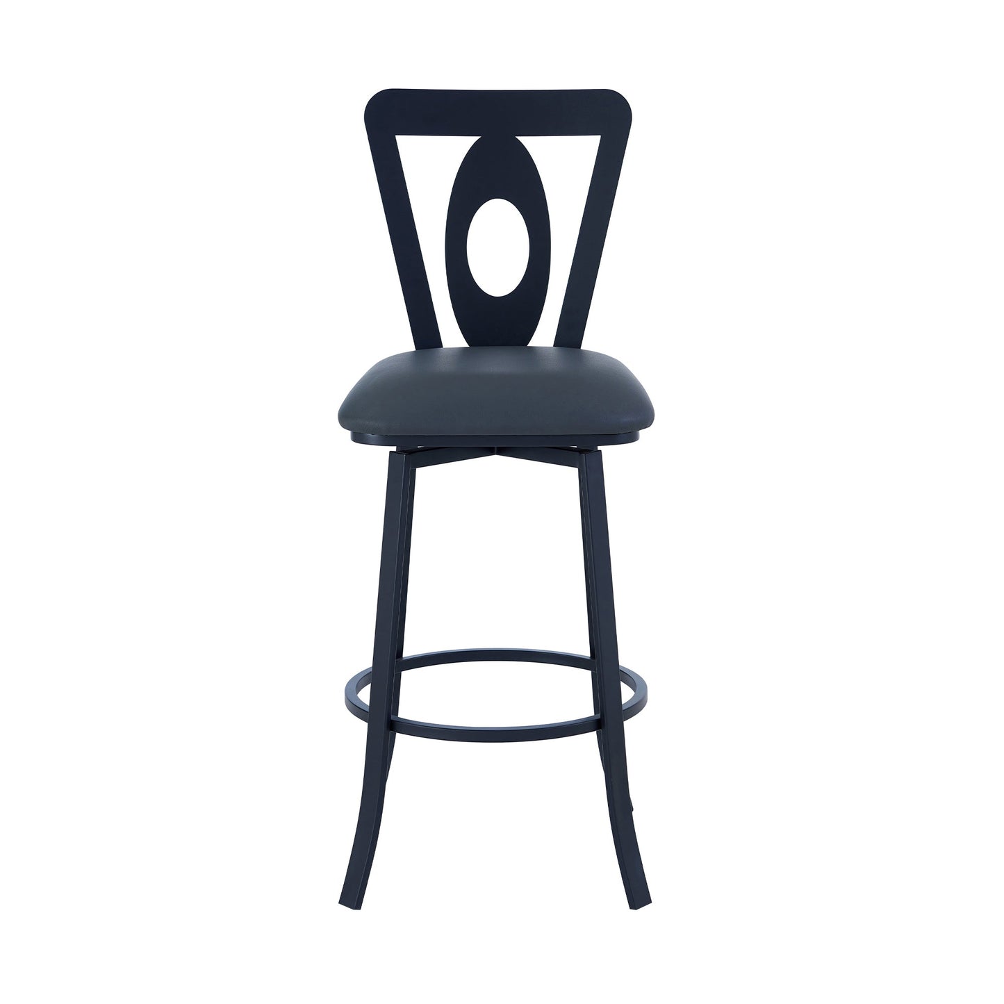 Lola Contemporary 30" Bar Height Barstool in Brushed Stainless Steel and Faux Leather
