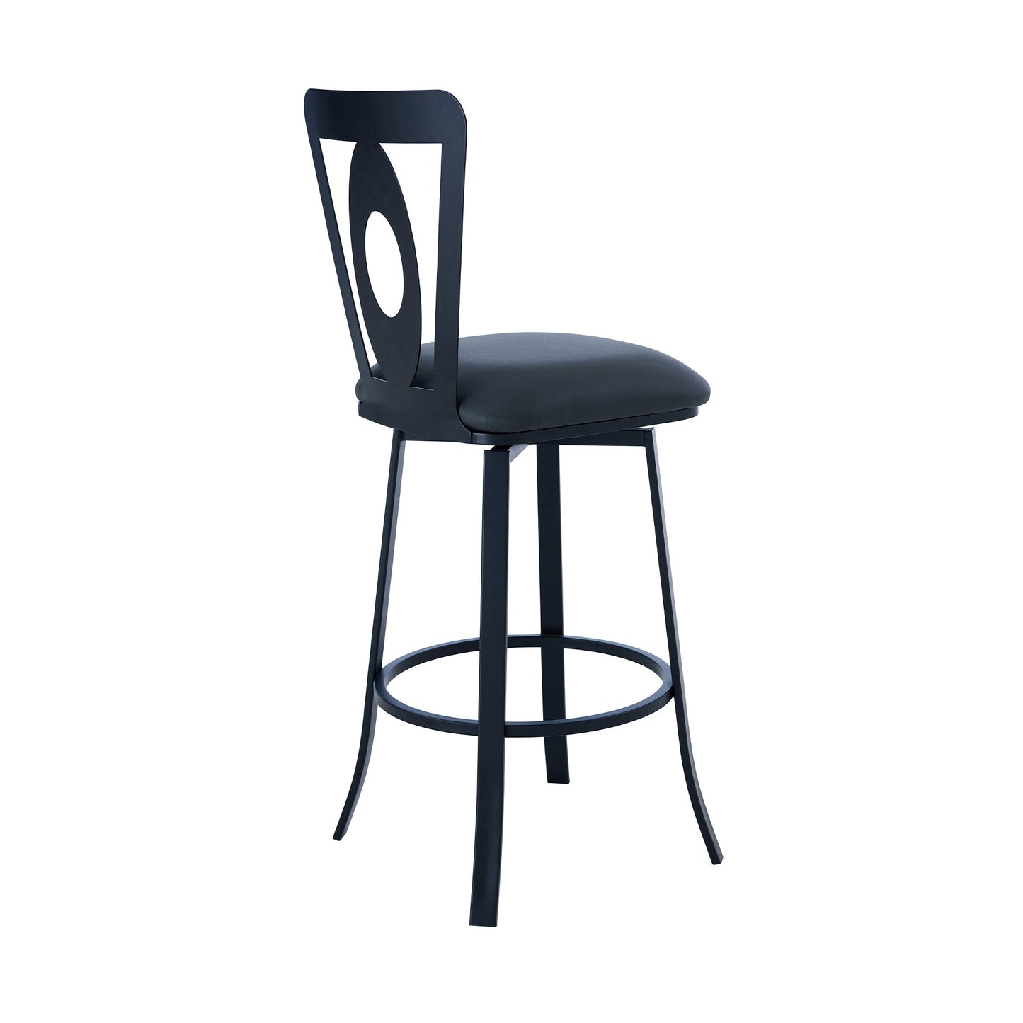 Lola Contemporary 30" Bar Height Barstool in Brushed Stainless Steel and Faux Leather
