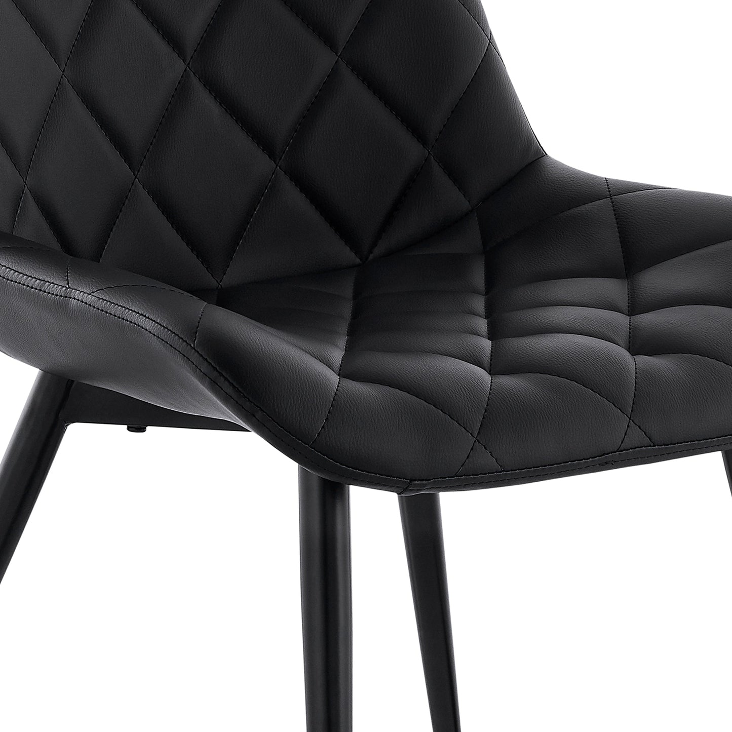 Loralie Black Faux Leather and Black Metal Dining Chairs - Set of 2