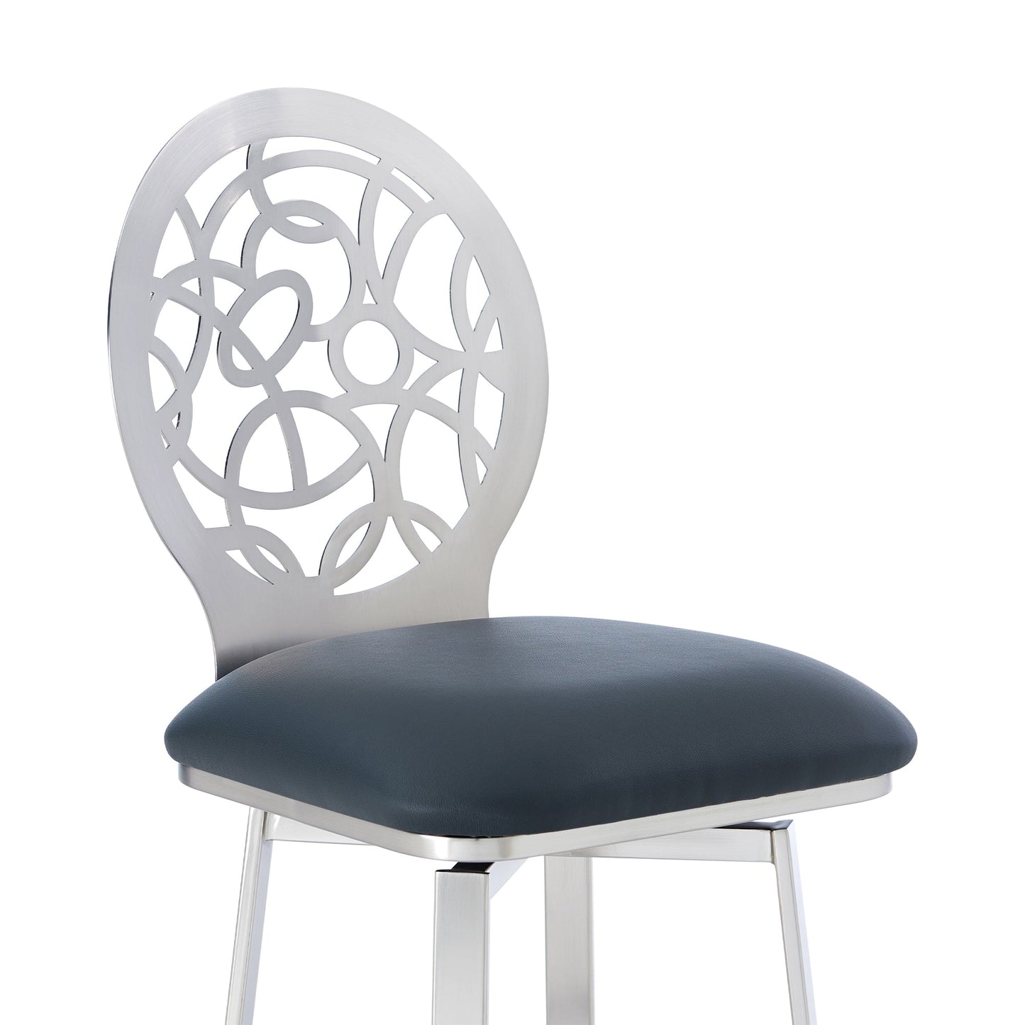 Lotus Contemporary 30" Bar Height Barstool in Brushed Stainless Steel and Matte Black Finish