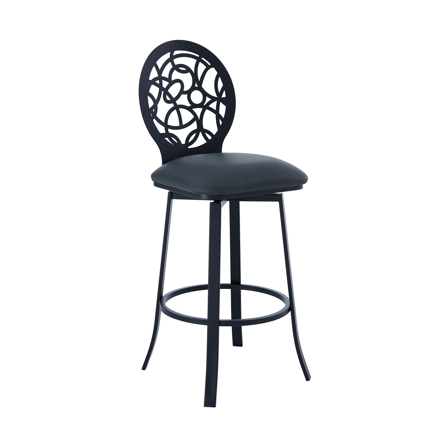 Lotus Contemporary 30" Bar Height Barstool in Brushed Stainless Steel and Matte Black Finish