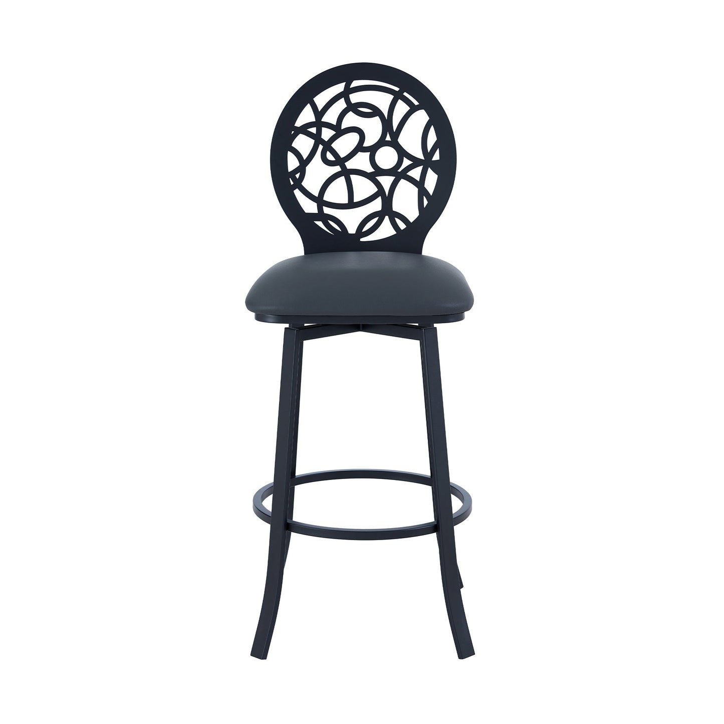 Lotus Contemporary 30" Bar Height Barstool in Brushed Stainless Steel and Matte Black Finish