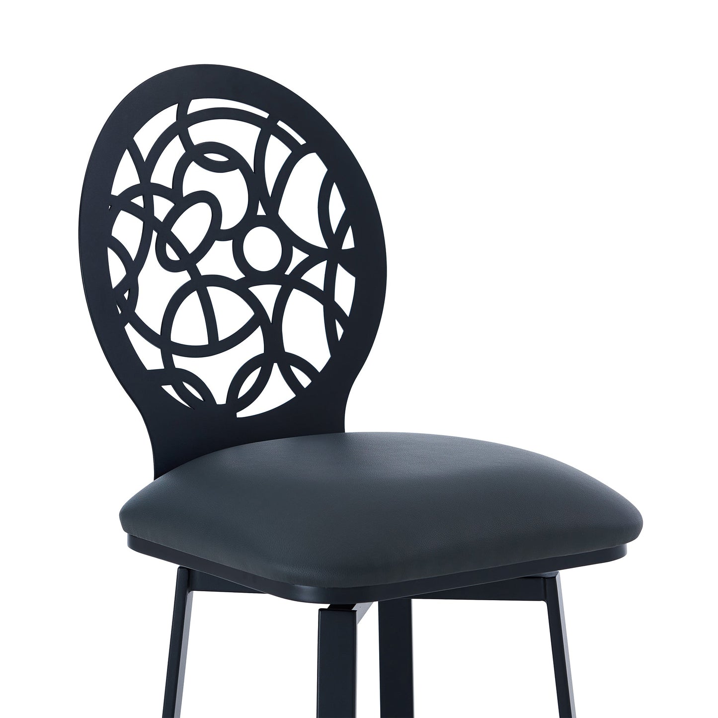 Lotus Contemporary 30" Bar Height Barstool in Brushed Stainless Steel and Matte Black Finish